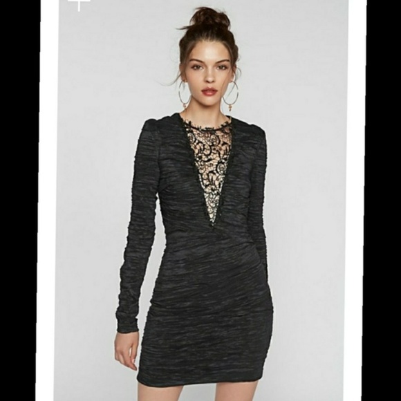 FREE PEOPLE Dress Mini Sequin Ruched Lace Boho Open Back Cocktail Party Black - Picture 7 of 12